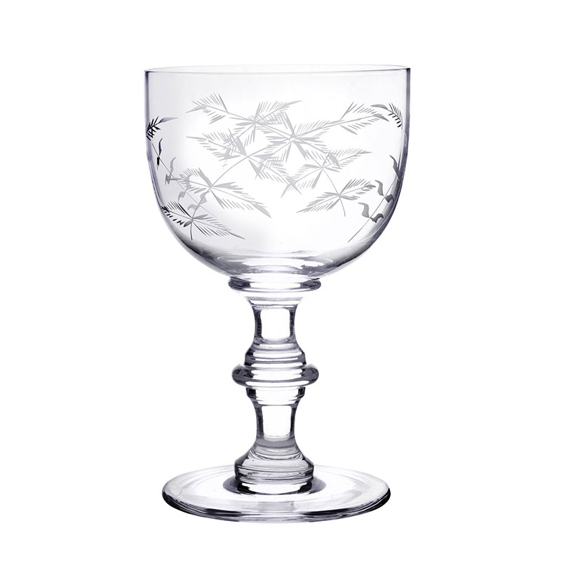 Fern Set of 4 Patterned Crystal Wine Goblets, 250ml, Clear-0