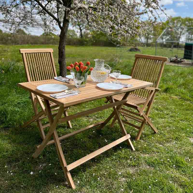 Iris Rectangular Folding Table, L70 x W120cm, Teak-4