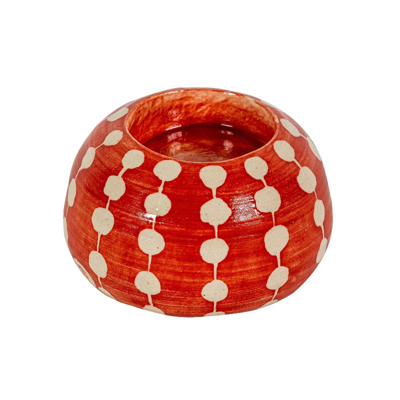 Dots Tealight Holder, D10cm, Red-1