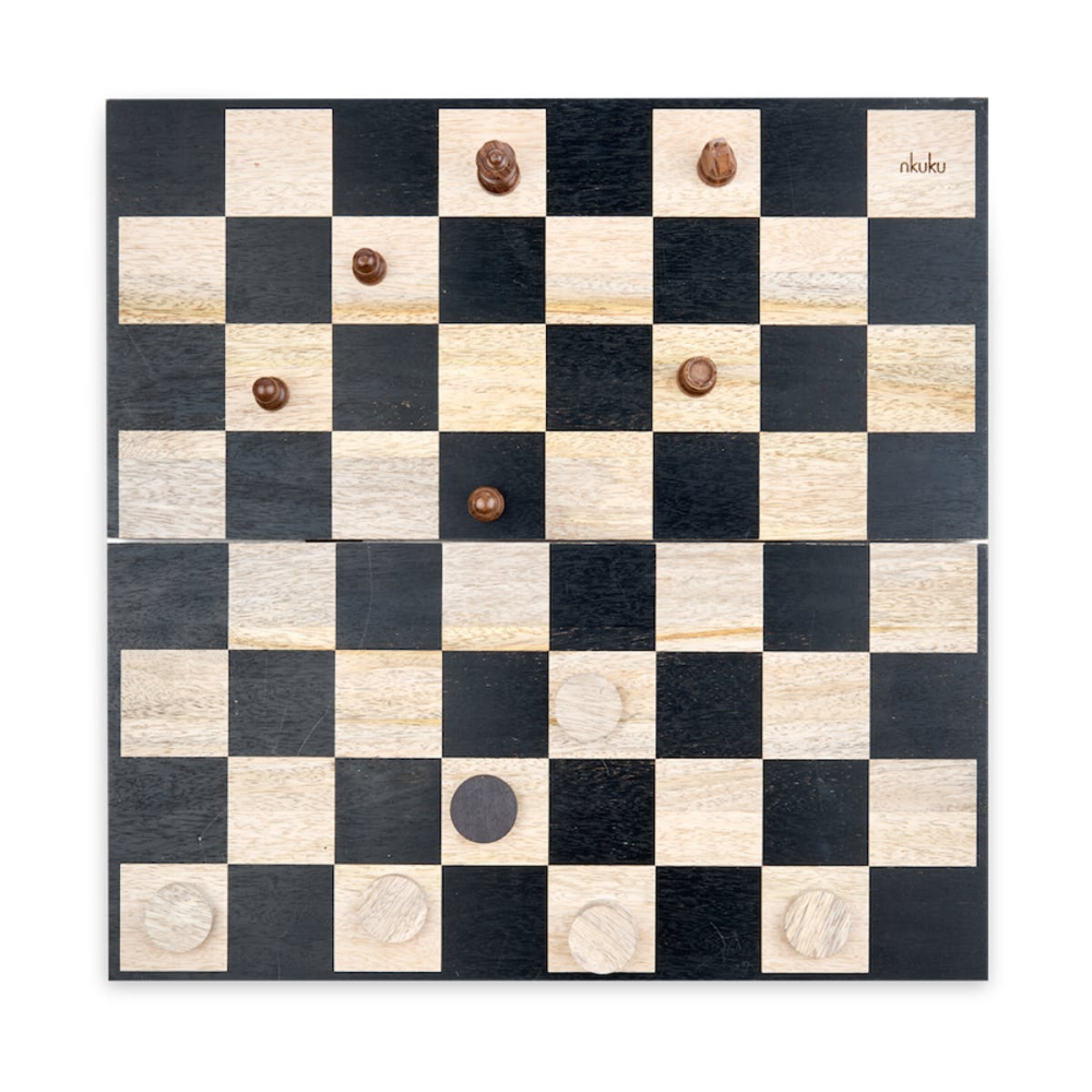 Mango Wood chess & draughts, 7 x 20 x 40cm, Mango Wood-3