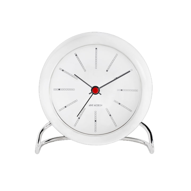 Bankers Table Clock, D11cm, White-0