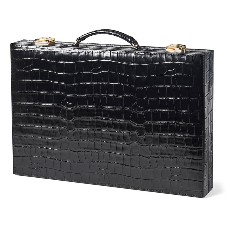 Backgammon Set, L45cm x W30cm, Black Croc-2