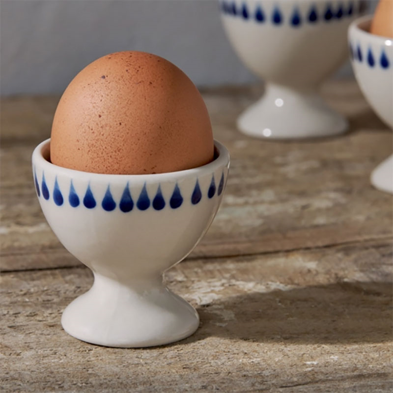 Indigo Drop Set of 2 Egg Cups, Cream & Blue-0