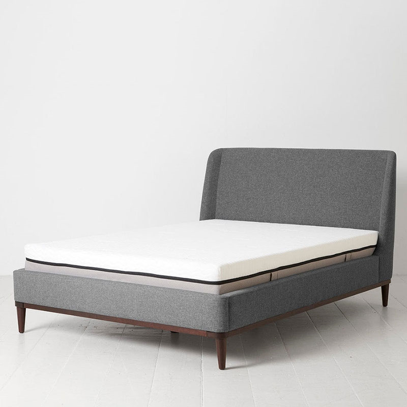 Bed 02 Linen Double Frame, Stone-0