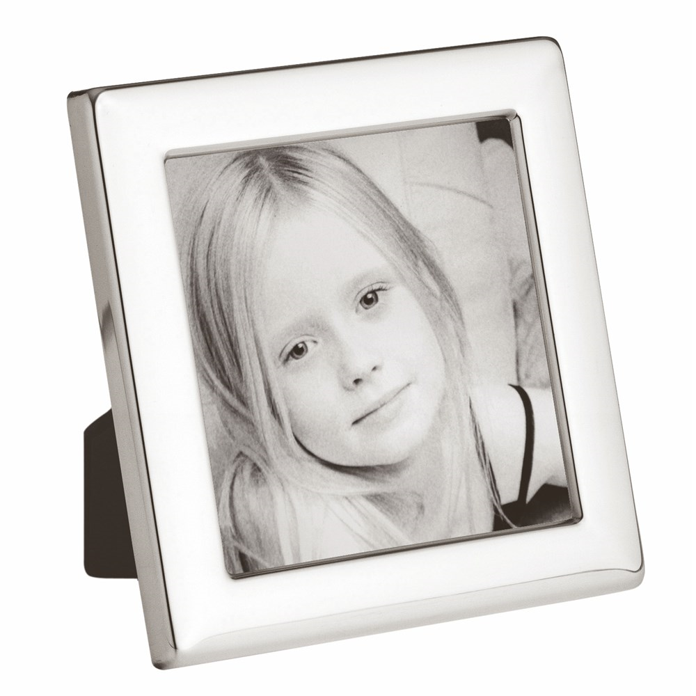 PR Series - Plain Photograph frame, 3.5 x 3.5", Sterling Silver With Blue Velvet Back-0