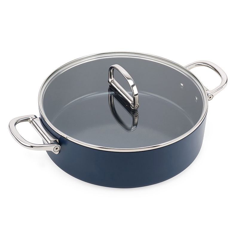 Space Folding Ceramic Non-Stick Casserole Pan & Lid, 28cm, Midnight Blue-0