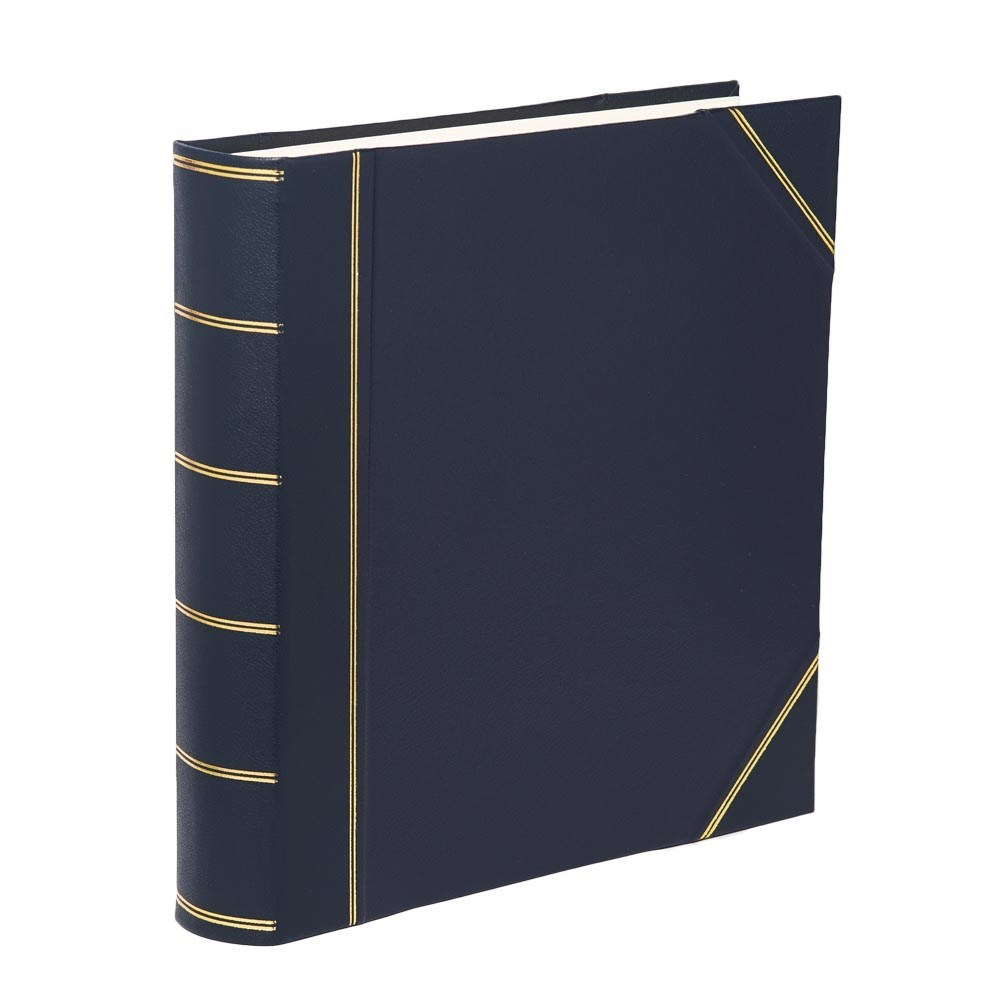 Classic Half Bound Square 70 Page Photo Album, L36 x W36cm, Blue Hide-0