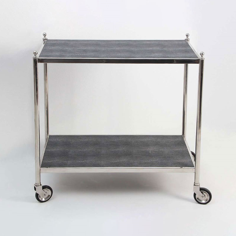 Cliveden Drinks Trolley, Charcoal Shagreen-2