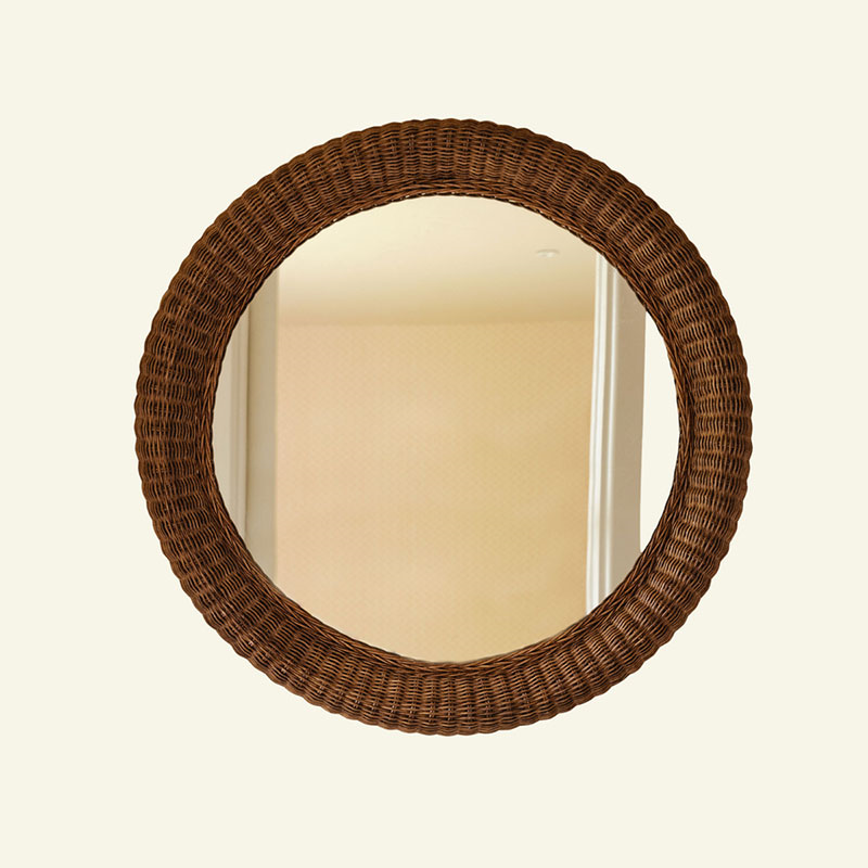 Polly Round Rattan Mirror, Teak-1