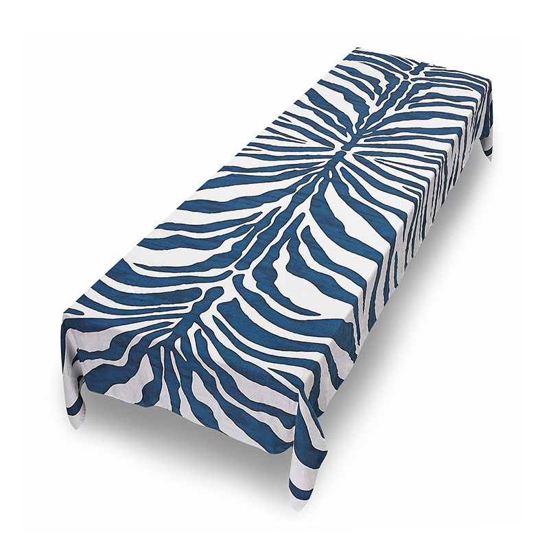 Zebra Linen Tablecloth, 300cm x 165cm, Petrol Blue-2