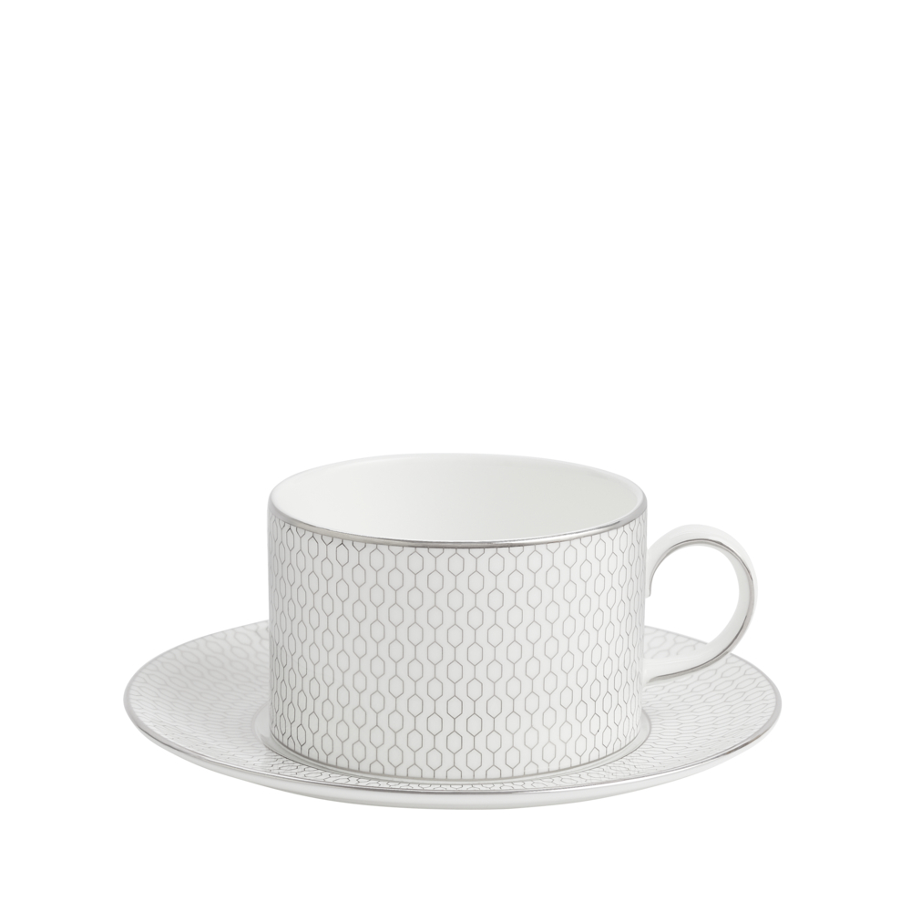 Gio Platinum Teacup & Saucer, Platinum-1