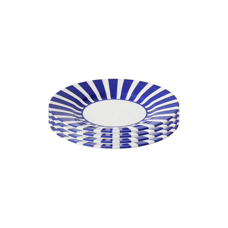 Stecatto Set of 4 Side Plates, D18cm, White and Blue-1