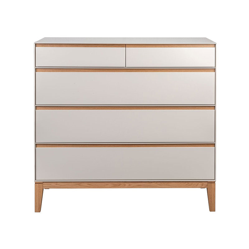 Lars Five Drawer Dresser, H94 x W100cm, Cashmere and Oak-0