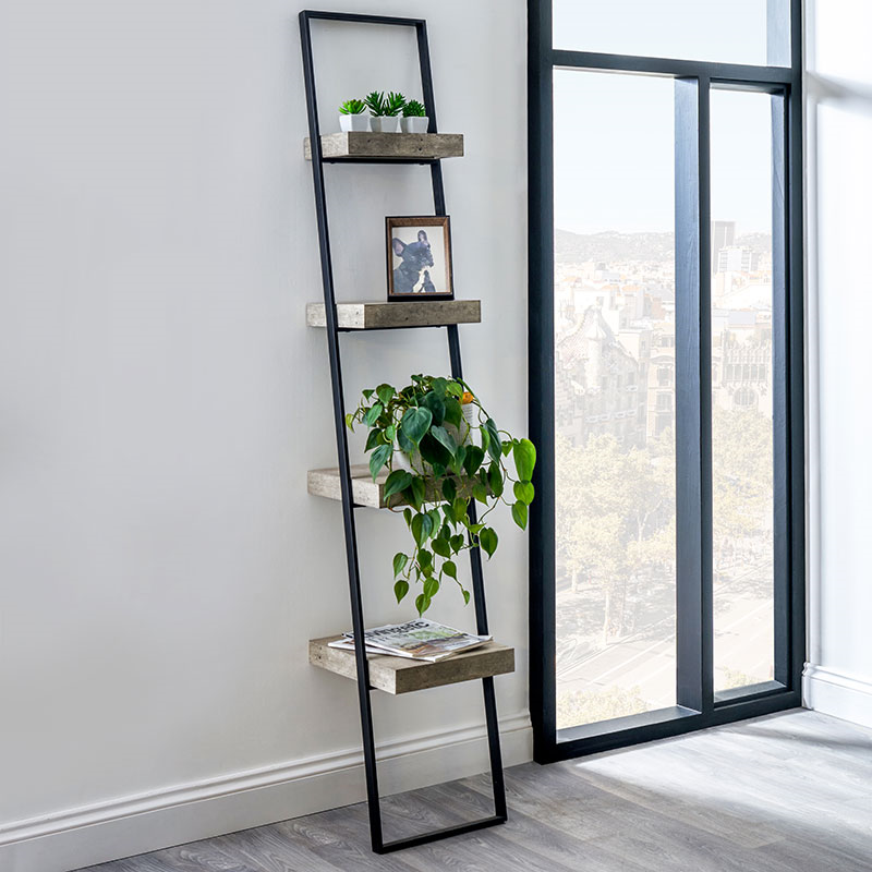 Jersey 4 Shelf Unit, Grey & Black-1