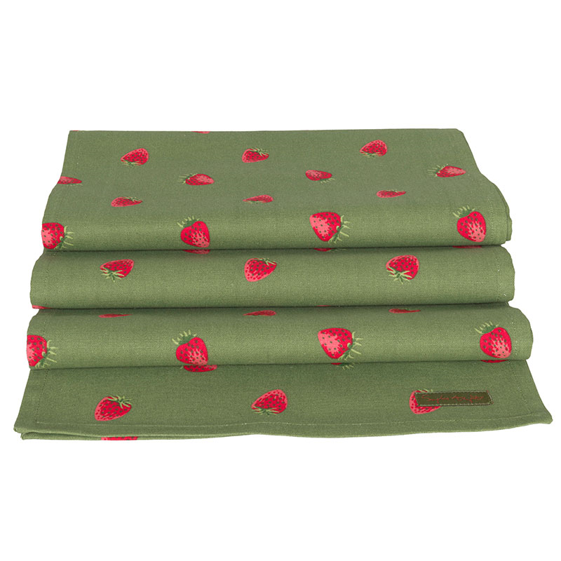 Strawberries Table Runner, 35 x 280cm, Green, Red-2