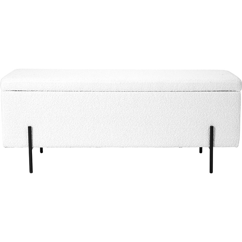 Catania Boucle Storage Bench, White-1