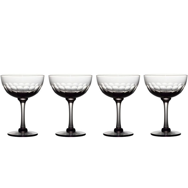 Lens Set of 4 Champagne Saucers, 150ml, Smoky-0