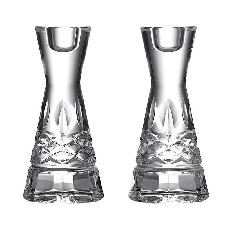 Lismore Set of 2 Round Candlesticks, D7.1 x H15.3cm, Clear-0