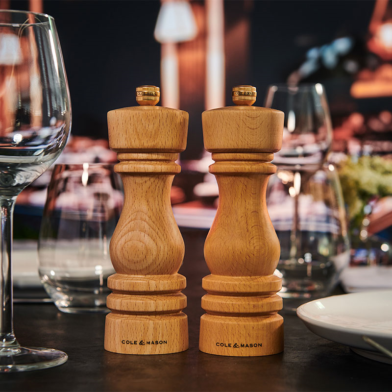 London Salt & Pepper Mills, 180mm, Natural Beech-2