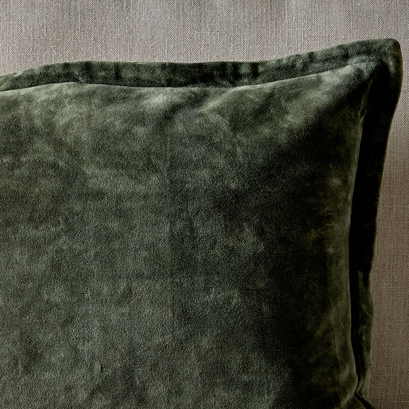 Pilani Velvet & Linen Cushion Cover, 50 x 50cm, Moss-3