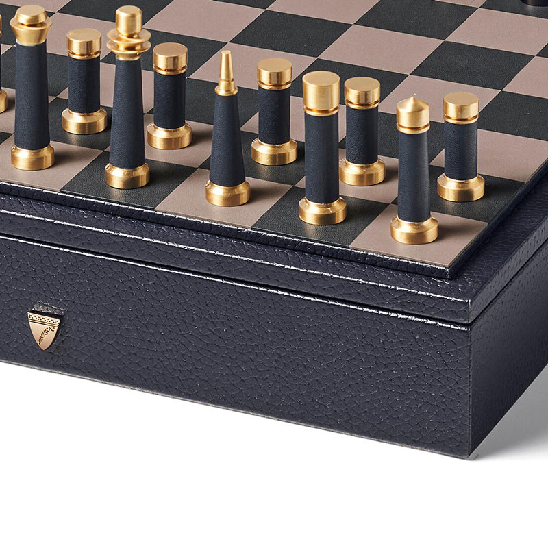 Luxe Chess Set, L30 x W30cm, NavyPebble-1