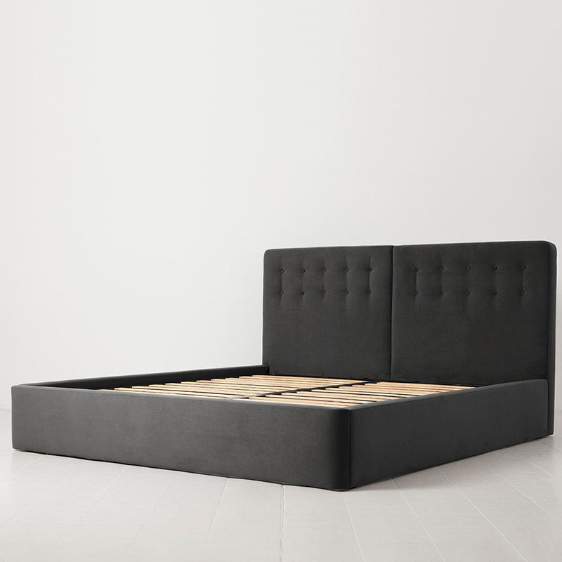 Bed 01 Velvet Super King Size Frame, Charcoal-1