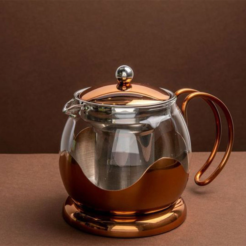 Izmir La Cafetière Izmir Copper Glass Infuser Teapot, Two Cup, 2 Cup, Copper-1