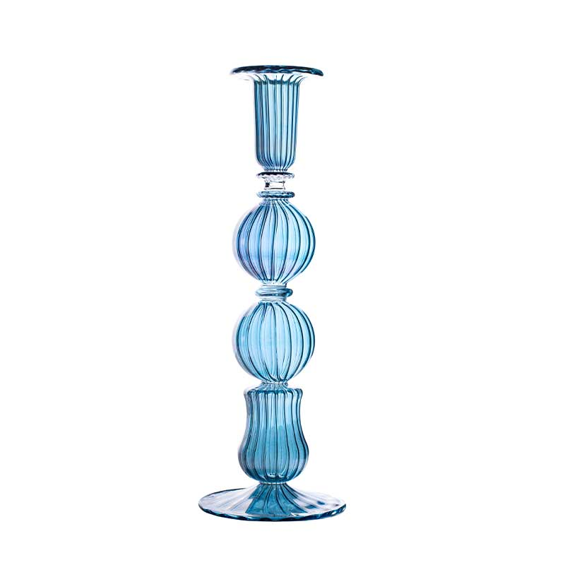 Ombo Candlestick, H24cm, Blue-1