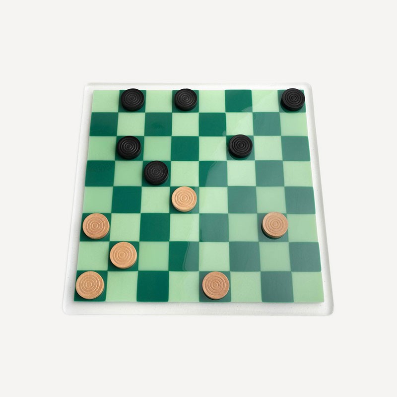 David Perry Draughts/Chessboard, 35x35x1cm, Light & Dark Green-2