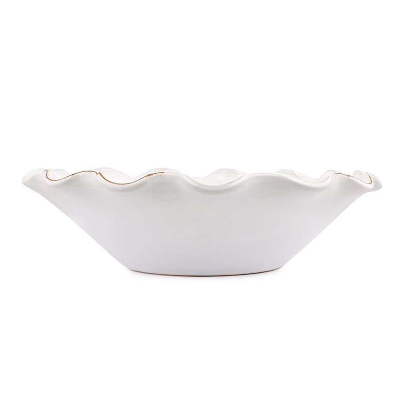 Ruffle Ceramic Bowl, Medium, White-1