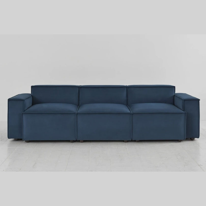 Model 03 3 Seater Velvet Sofa, Teal-1