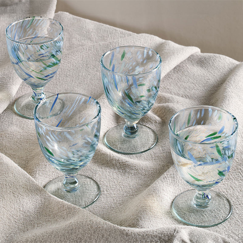 Taja Set of 4 Glasses, 190ml, Sea Blue-0