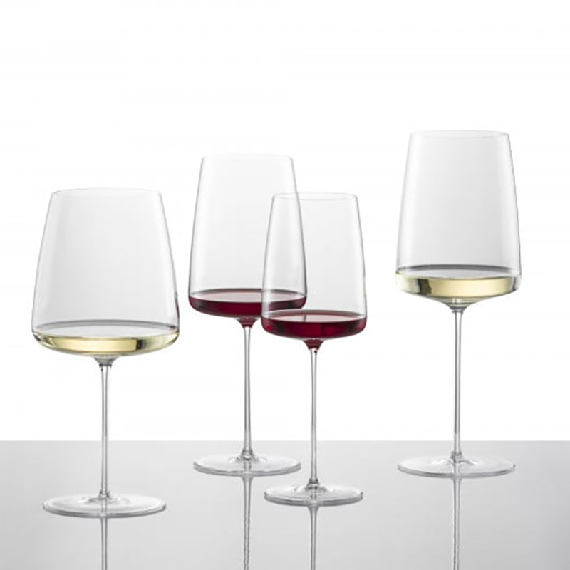 Simplify Set of 2 Crystal Burgundy Red Wine Glasses, 740ml, Clear-3