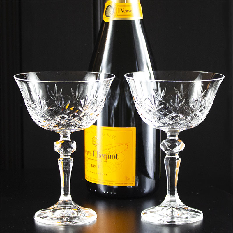 Edinburgh Set of 2 Champagne Coupes, 180ml, Clear-1