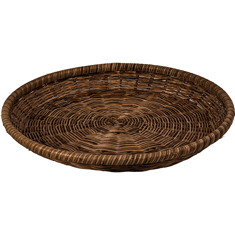 Pecan Rattan Round Tray, D43cm, Brown-1