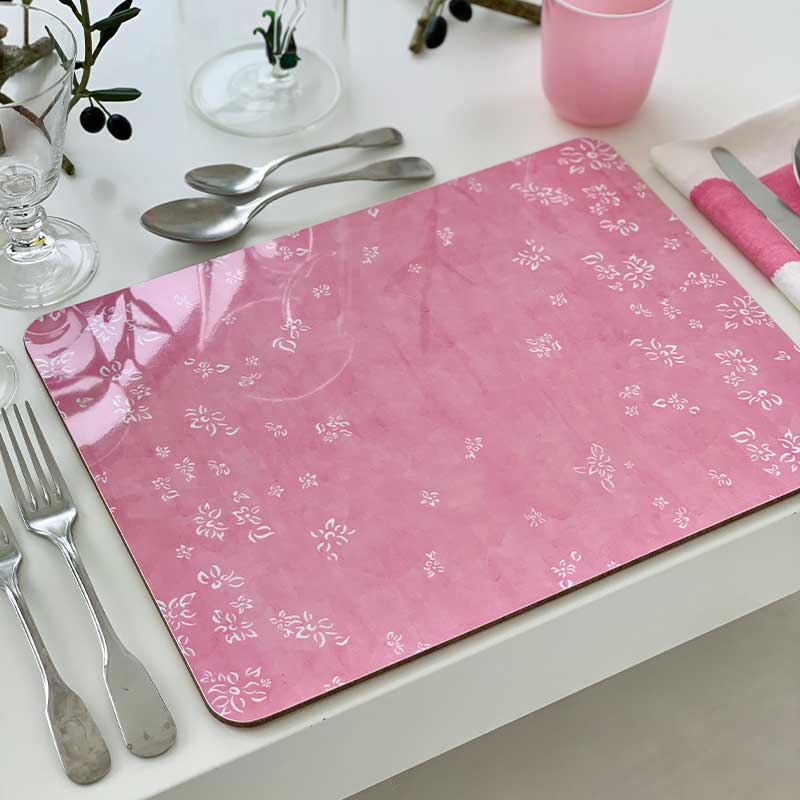 Falling Flower Rectangle Placemat, 38 x 29 cm, Pale Pink-0