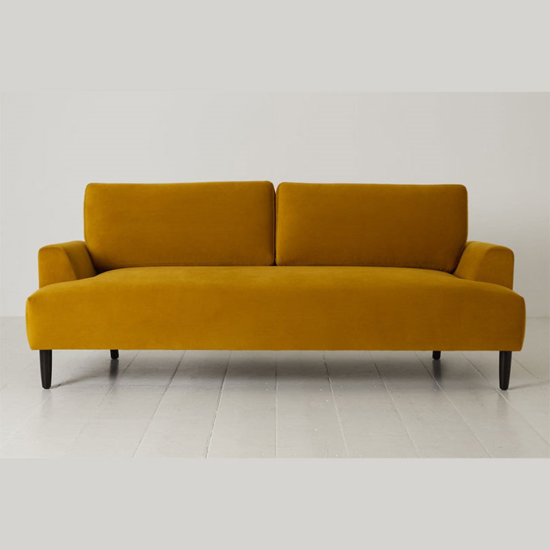 Model 05 3 Seater Velvet Sofa, Mustard-2