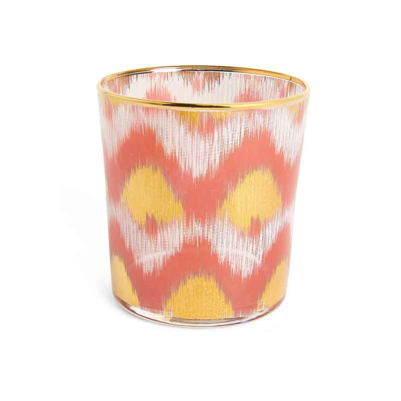 Ikat Tumbler, 9H x 8.5cm, Red/Gold-0