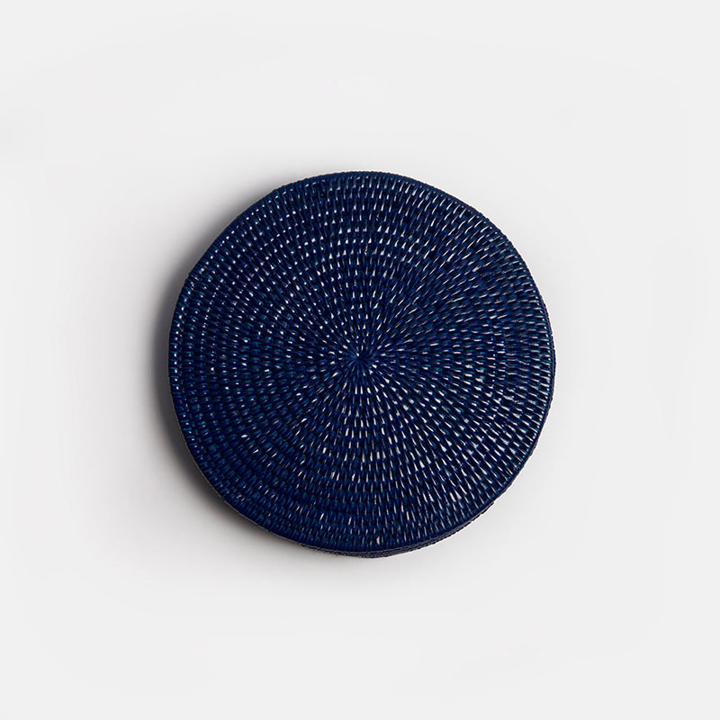 Latha Set of 4 Placemats, D27cm, Dark Blue-2