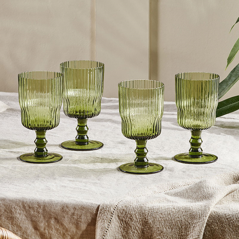 Fali Set of 4 Wine Glasses, 300ml, Olive-0