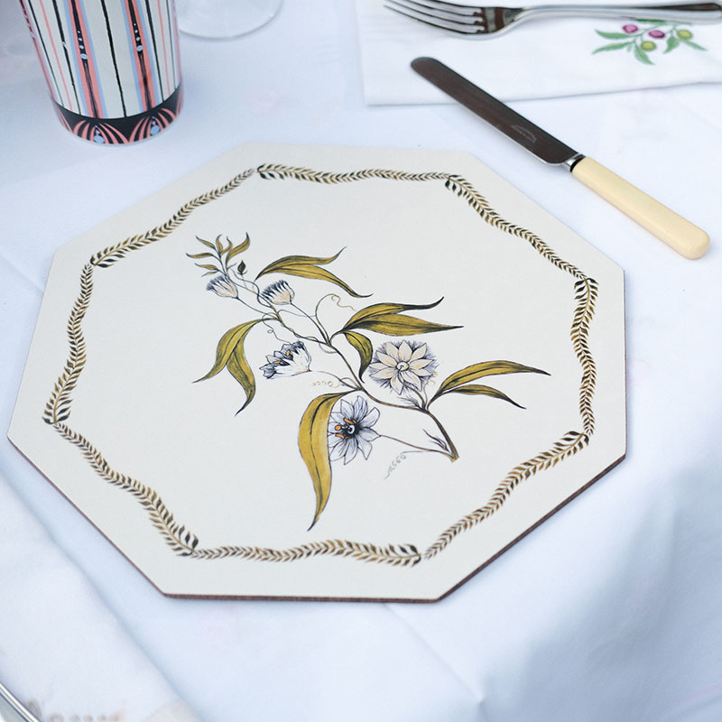 Bell Hutley Table Mat, 28cm x 28cm, Clematis Flower-0