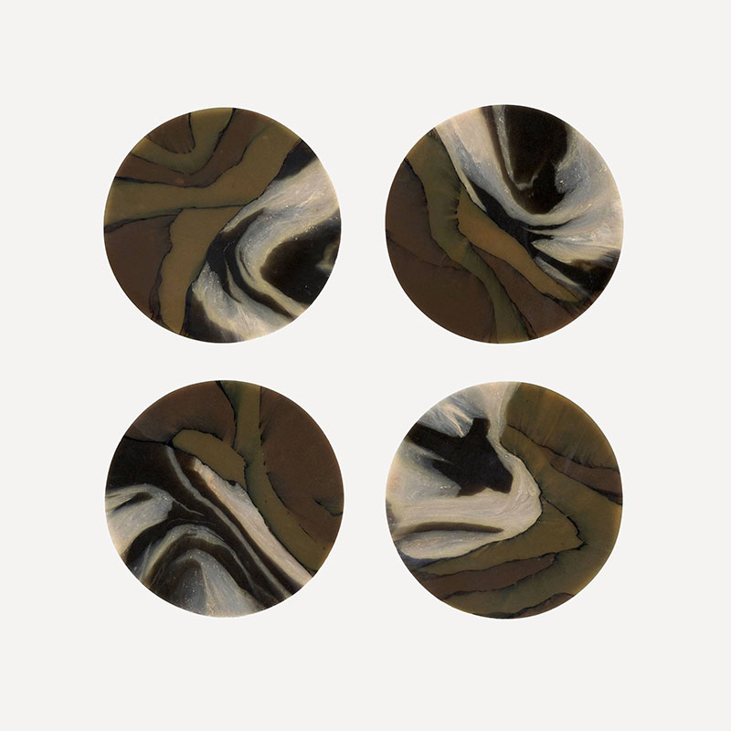 Weez & Merl Set of 4 Coasters, D9.5cm, Tiger's Eye-0