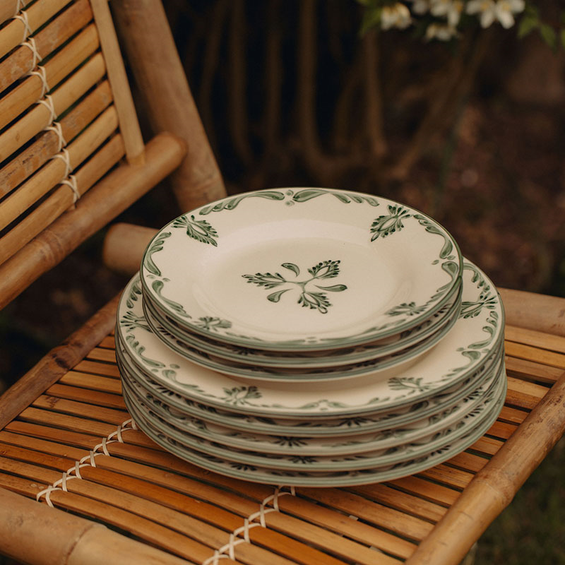 Eleanor Set of 6 Dessert Plates, 22cm, Forest Green-5