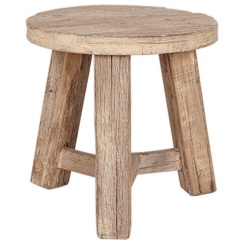 Ibo Reclaimed Wood Round Side Table, Natural-3