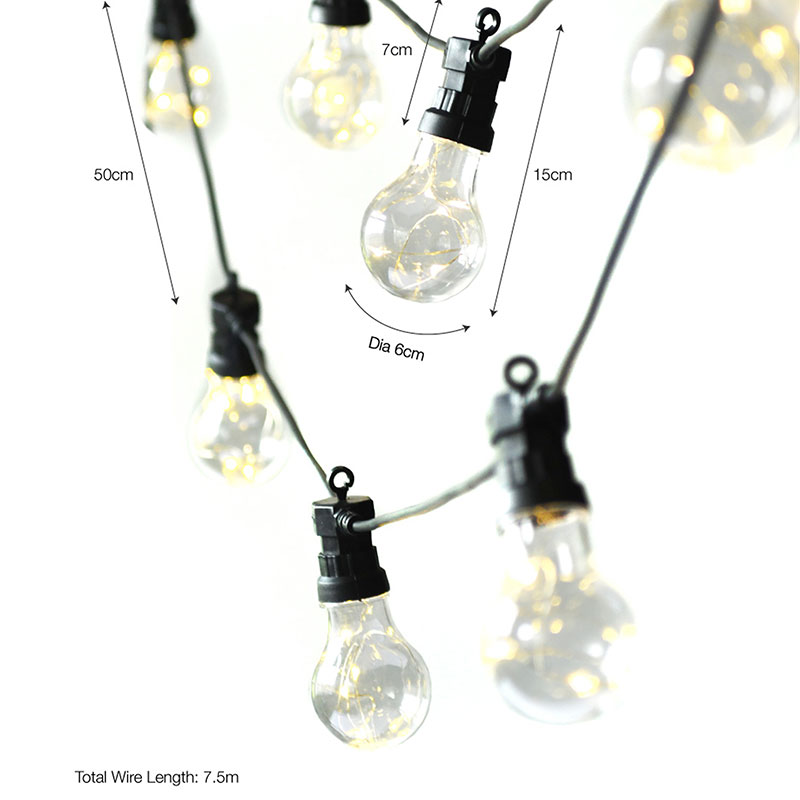 Festoon Lights, 10 Bulbs, Black-1