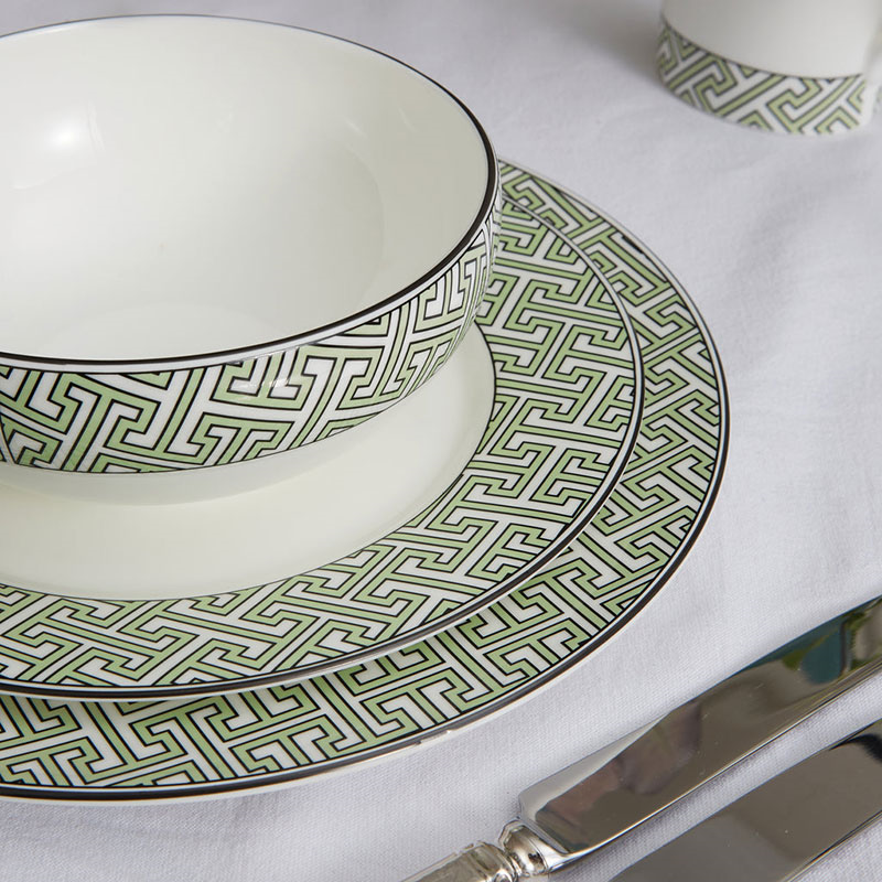 Maze Set of 2 Dessert Plate, D21cm, Apple Green-3