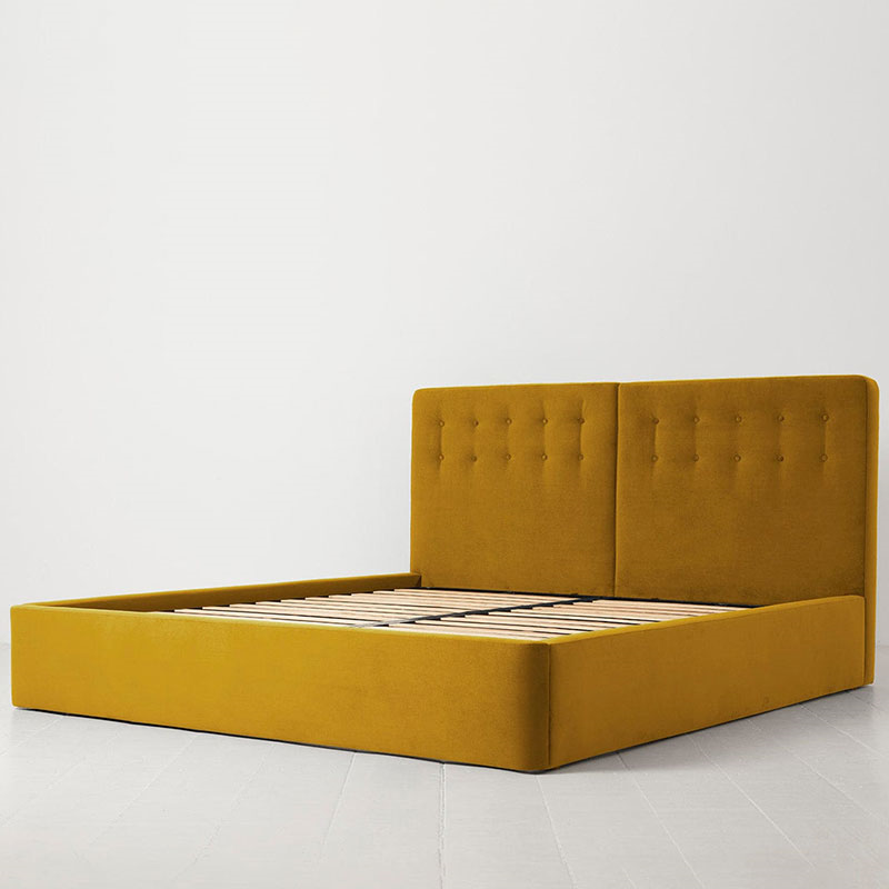 Bed 01 Velvet Super King Size Frame, Mustard-3