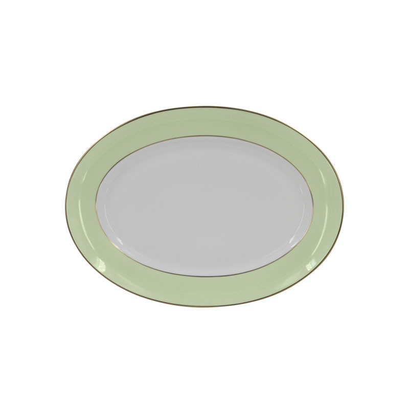 Sous Le Soleil Oval Platter, W31 x L42cm, Matt Gold Classic Pastel Green-0