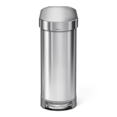 Slim pedal bin, H62cm - 45 litre, Brushed Stainless Steel-0