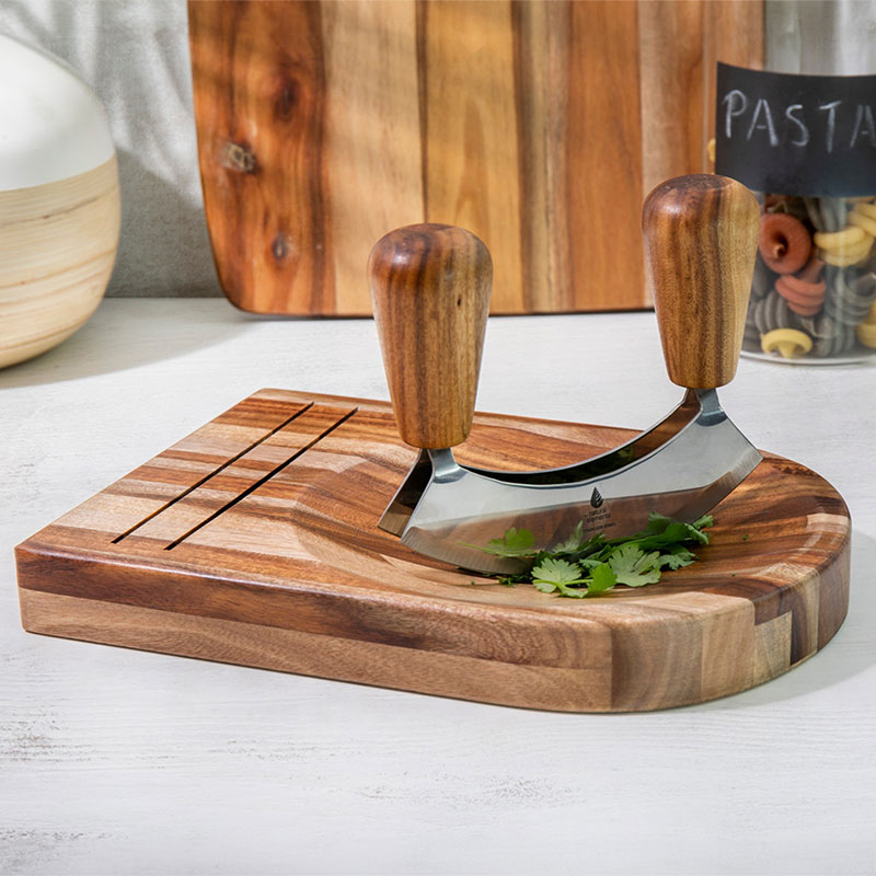 Natural Elements Mezzaluna set, 25 x 18cm, Acacia Wood-2